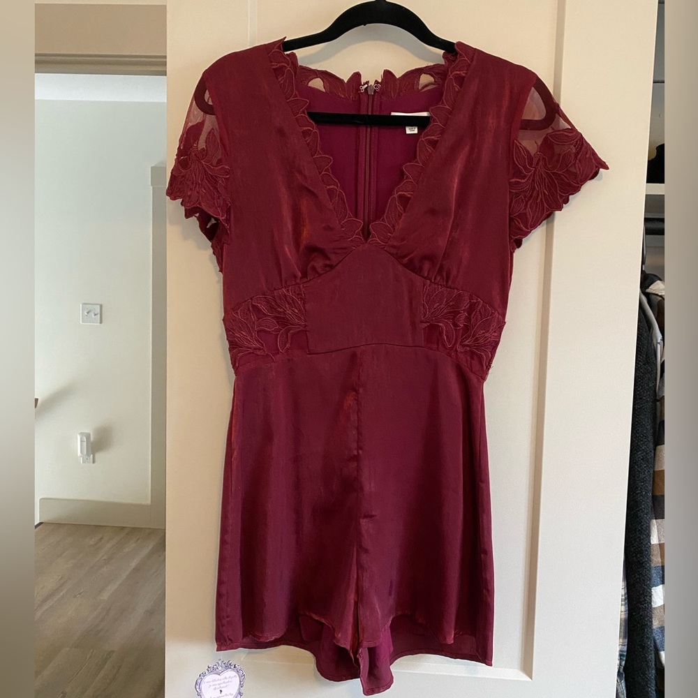 Boutique 1861 Burgundy Lace Romper
